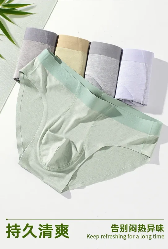 Men Sexy Briefs Bamboo Fiber Underwear Bulge Pouch Underpants 10A Antibacterial Breathable Sports Panties Soft Knickers Shorts