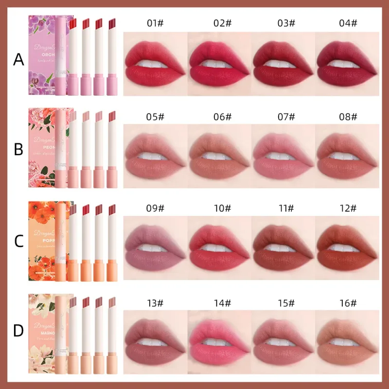 Σετ κραγιόν τσιγάρων 4 τμχ Velvet Matte Lip Gloss Αδιάβροχο Smoke Lip Stick σέξι Κόκκινη απόχρωση χειλιών Γοητευτικό μακιγιάζ για τα χείλη