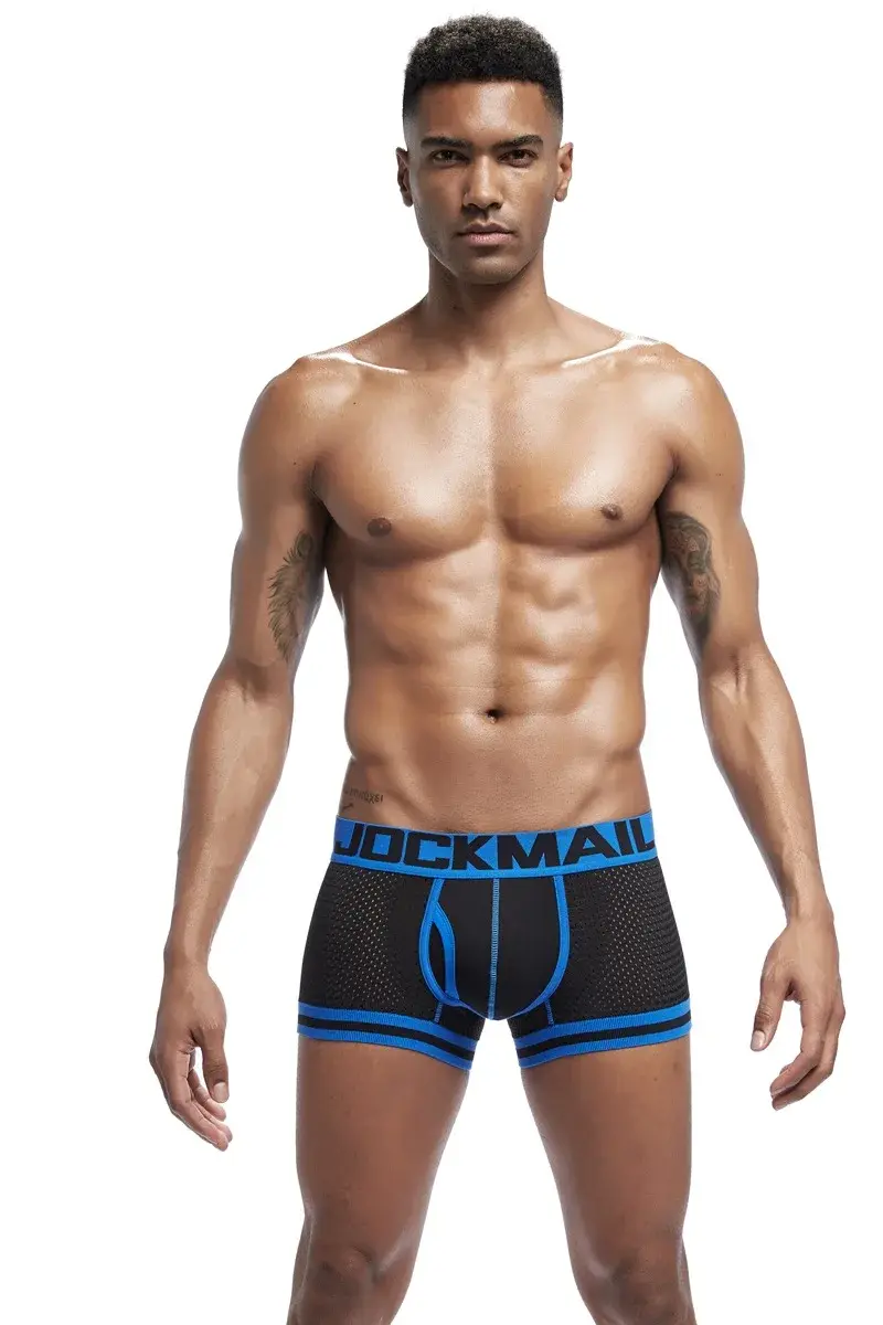 Jockmail Men Boxer Mesh Underwear Breathable Comfortable Soft Comfortable Sports Shorts Adult Man Panties Clothing Lingerie