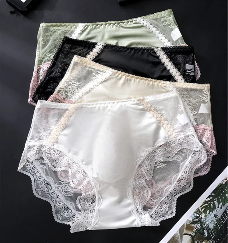 adults 18 plus size men's underwear Ice silk cuecas masculino 3D convex bag cueca color blocked lace mesh calzoncillos hombre