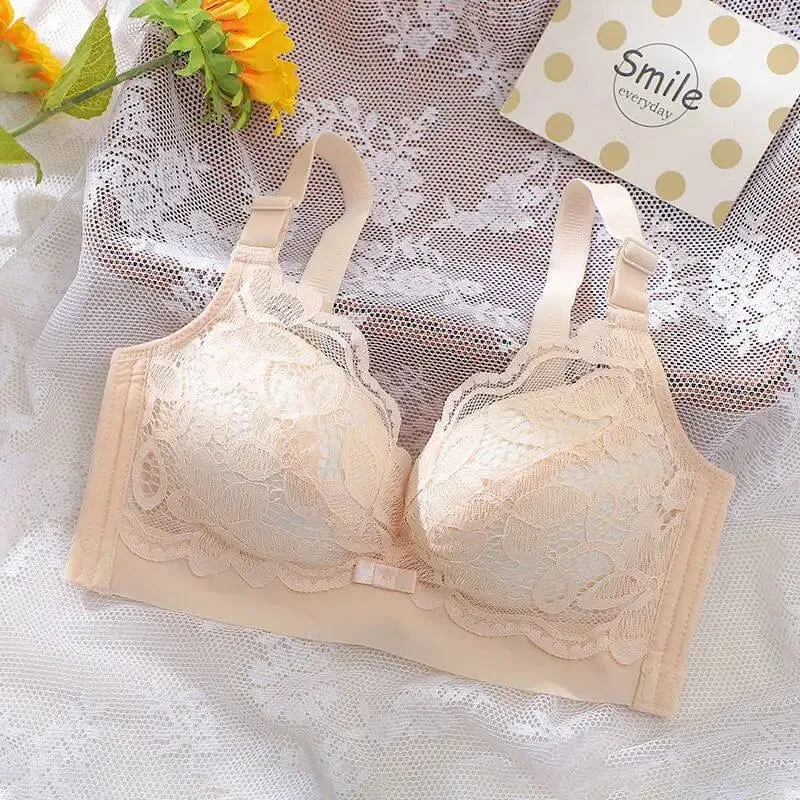 Ultra-vastag Push Up melltartó 12 cm-es vastag, csipkés csésze, összegyűjtött vezeték nélküli melltartó oldalsó tartása Teljesen fedő fehérnemű A/B csészékhez