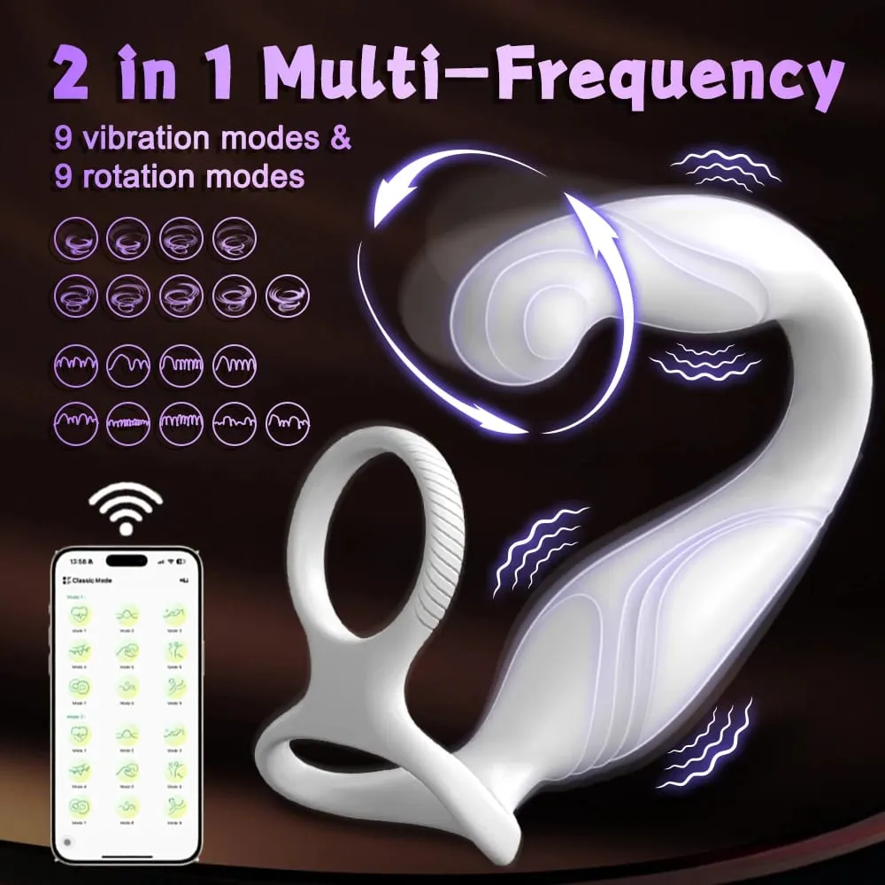 Penis Ring Cock Rings App Control Vibrator for Men Prostate Massager Dual Anal Vibrating Butt Plug Anal Sex Toy for Men
