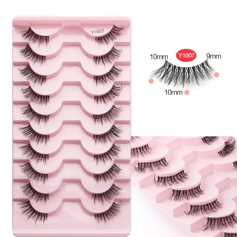 Half Eye Lashes Cat Eye Lashes 3/5/10 Ζεύγη ψεύτικες βλεφαρίδες Αφράτη απαλή φυσική εμφάνιση Clear Band 3D Mink Lashes Extension Μακιγιάζ