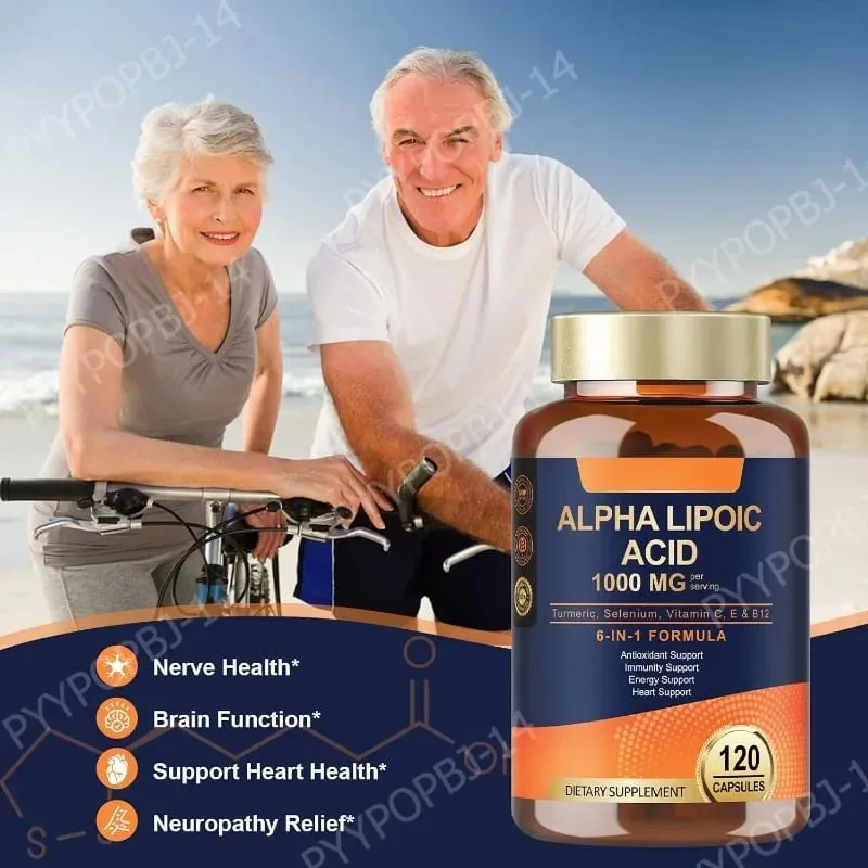 Άλφα Λιποϊκό Οξύ 6-σε-1 Φόρμουλα 1000mg Κουρκουμάς Σελήνιο Βιταμίνες C E B12 120 Veggie Κάψουλες για Καθημερινή Υποστήριξη Ευεξίας