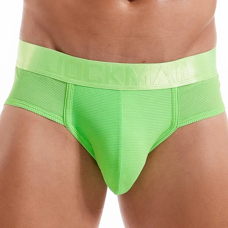 Jockmail Mens Underwear Briefs Mesh Breathable Sports Fitness Shorts Solid Color Sexy Low-rise Lingeries for Extreme Panties