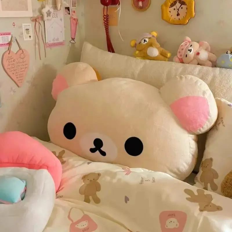 44 cm-es aranyos Rilakkuma plüss játék háttámla levehető huzat az ágy melletti nagy párnapaplan Mosható alvópárna ajándékok