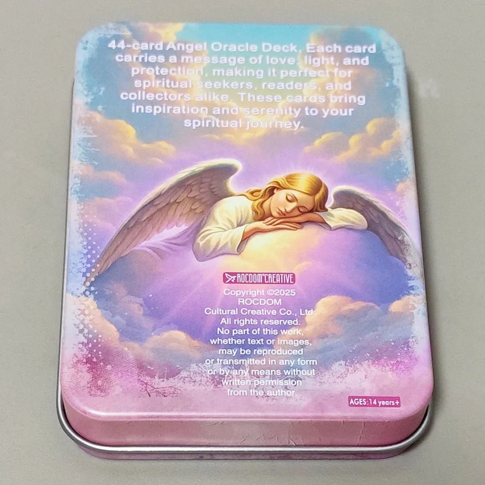 Angels Guidance Oracle Deck - 11.5*8 ס"מ 44 כרטיסים עם ספר הדרכה כרטיסי חיזוי מעוררי השראה בקופסת פח לצמיחה רוחנית