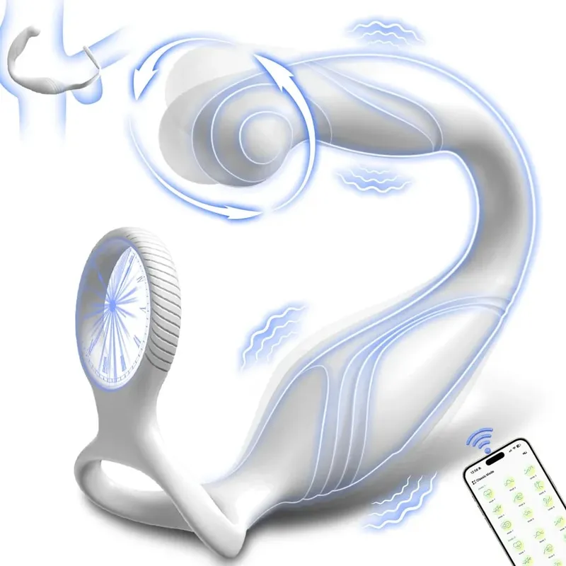 Penis Ring Cock Rings App Control Vibrator for Men Prostate Massager Dual Anal Vibrating Butt Plug Anal Sex Toy for Men