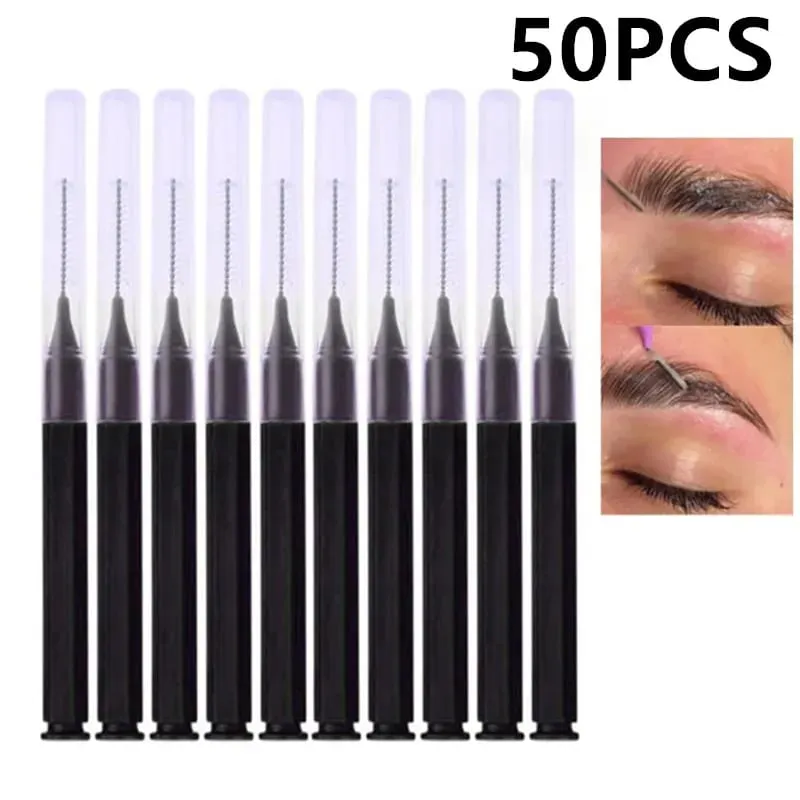 50/100PCS Black Bendable Eyebrow Brush Brow Perm Brush Disposable Brow Lifting Brushes Micro Eyelash Brush Applicators Tools