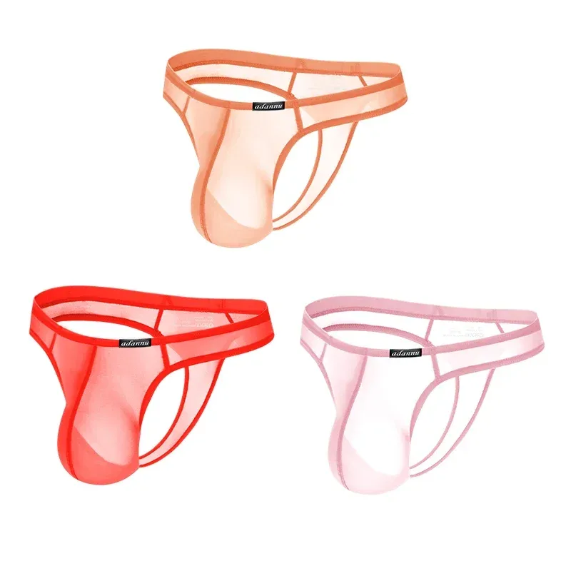 Ultra Thin Sheer Briefs Men Underwear Cooling Knickers Low Rise Bulge Pouch Underpants Soft Mesh Panties Male Thong Pants
