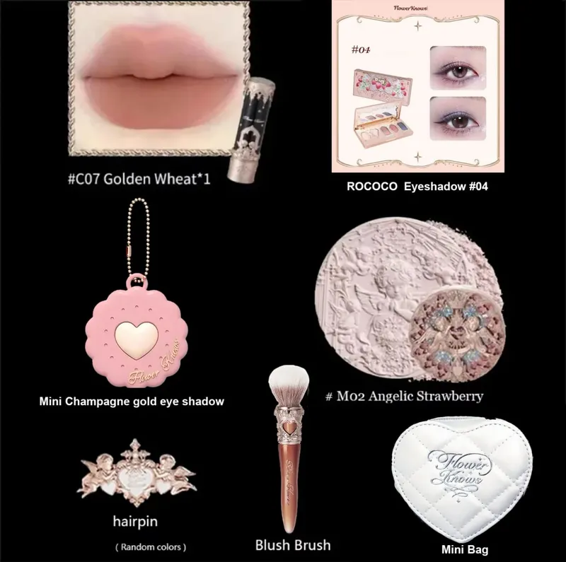 Flower Know Little Angel Collection Kotak Hadiah Makeup Eyeshadow Blush Cream Matte Lipstik Highlighter Kit Lengkap Semua Dalam Satu