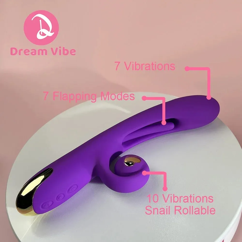 3 in 1 Snail Vibrator Flapping Tapping Tongue Flexiable Snail Penetration G Spot & Clitorial Sex Toy for Women Pleasure 18+ Toy