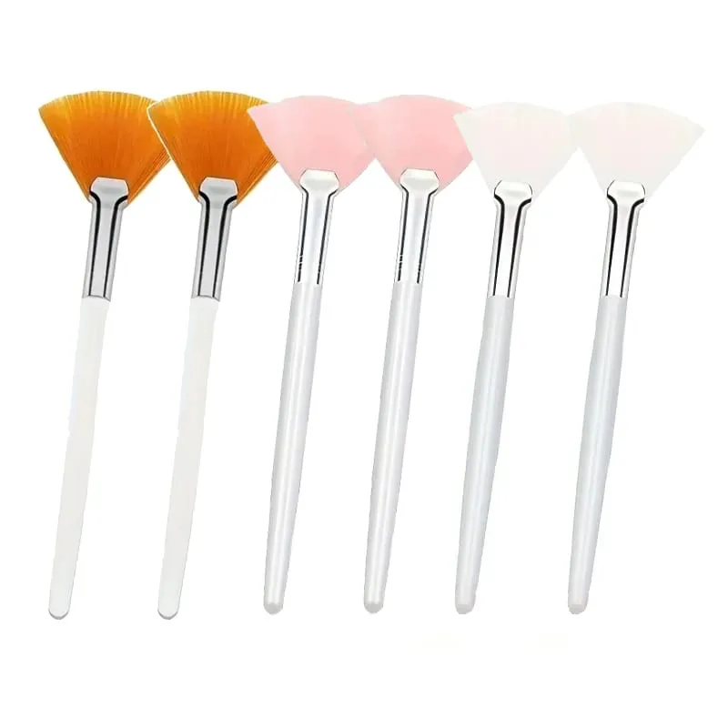 3/6/12pcs Praktikal na Facial Brushes Fan Shape Brush Flat Head Face Mask Applicator Soft Portable Mask Brushes Mga Cosmetic Tool — image 17