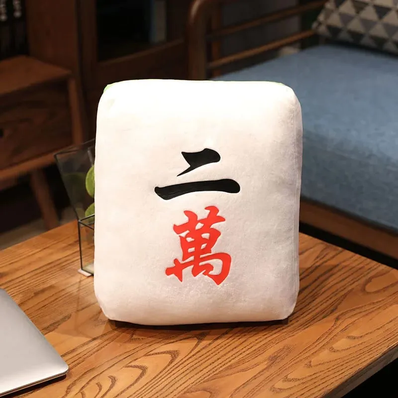 New 1pc Creative Mahjong Pillow Cushion Chinese Plush Toy Car Chair Backrest Mahjong Dice Funny Nap Pillow Sofa Home Decor Gift