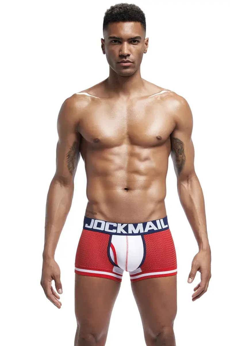 Jockmail Men Boxer Mesh Underwear Breathable Comfortable Soft Comfortable Sports Shorts Adult Man Panties Clothing Lingerie