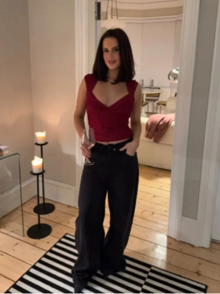 Stílusos Solid Bandage Cami felső csíkos, négyzet alakú, ujjatlan Bodycon szűk mellény 2026. nyári ÚJ Elegáns Vacation Party utcai viselet