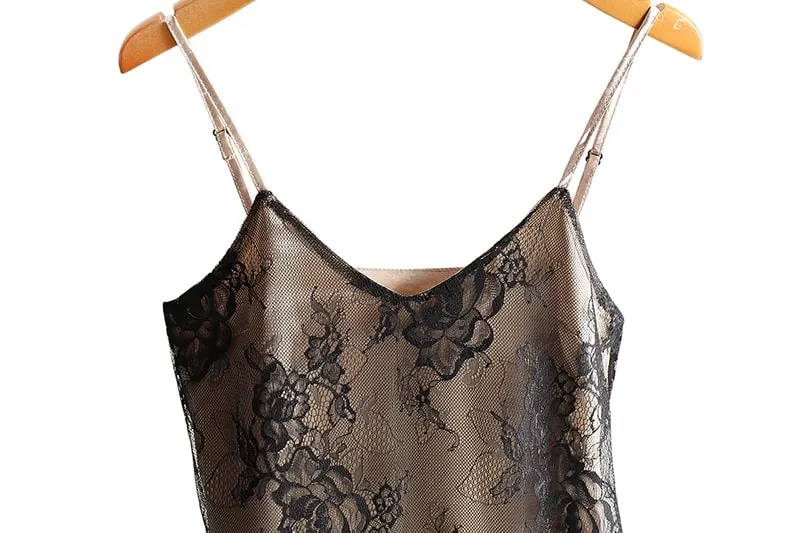 Szexi csipke spagettipántos felső női kötőfék, V nyakú Basic Cami ujjatlan szatén selyem felsők nyári camisole