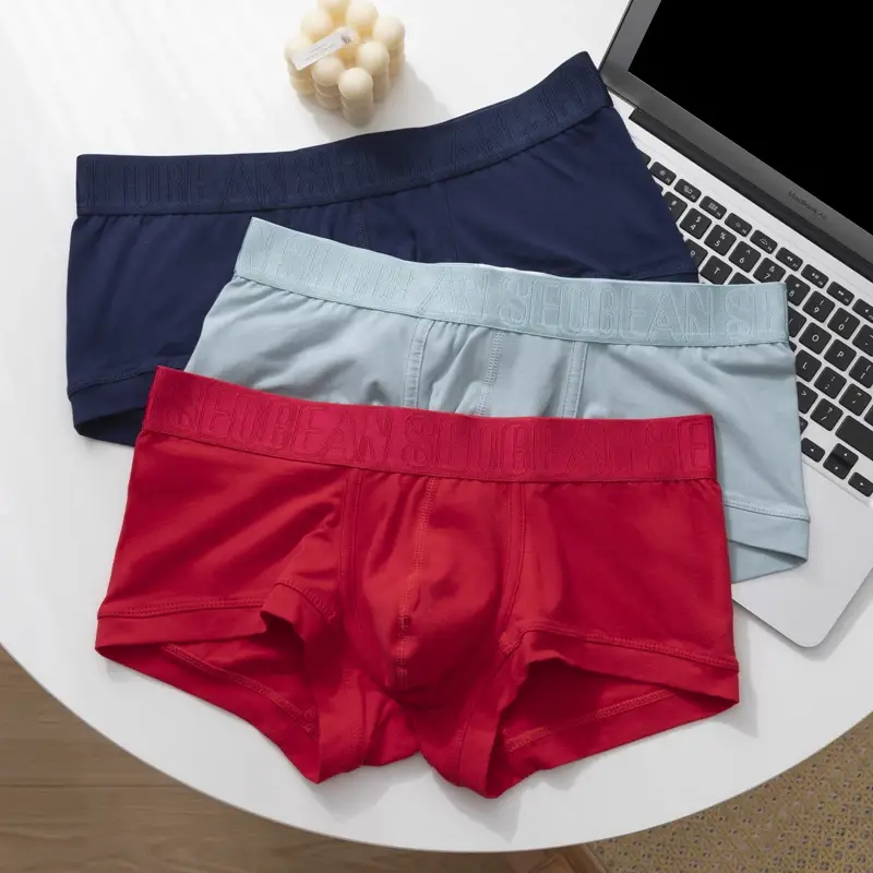 Men's Breathable Cotton Boxer Shorts U-Convex Pouch Low-Waist Soft Stretch Underwear for Daily Casual & Intimate Wear