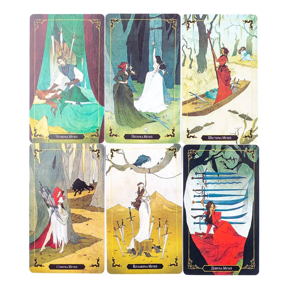 таро темного дерева Darkwood Tarot 78 Cards Pack Russian Visions Divination Edition Pakli Társasjátékok 10,3x6cm