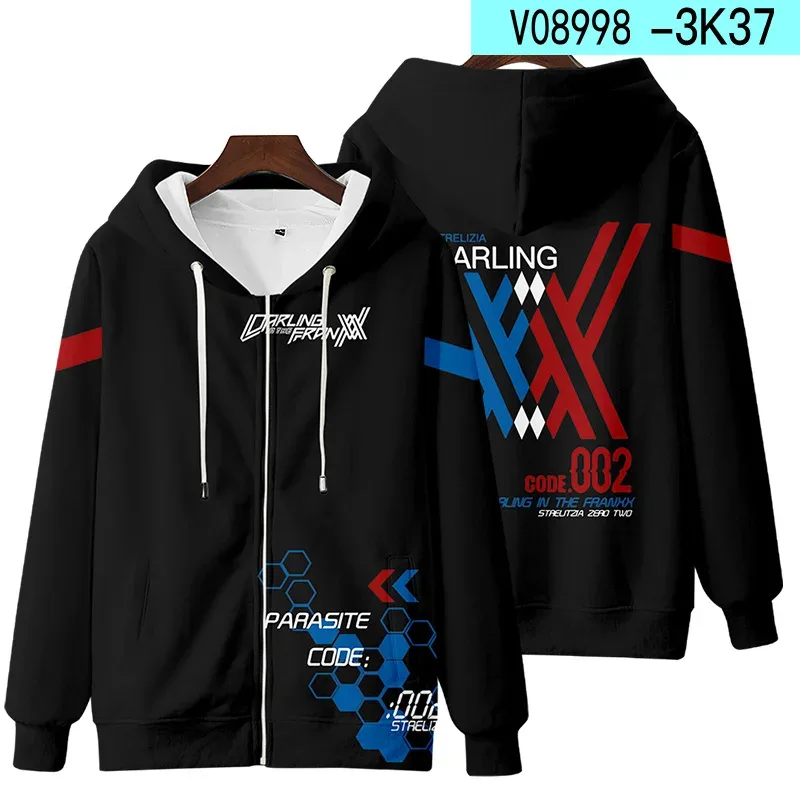 Hot Japan Anime Darling In The Franxx Cosplay Zipper Hoodies 3D Print Men Women Hip Hop Tracksuit Zipper Hoodie Men's Clothing