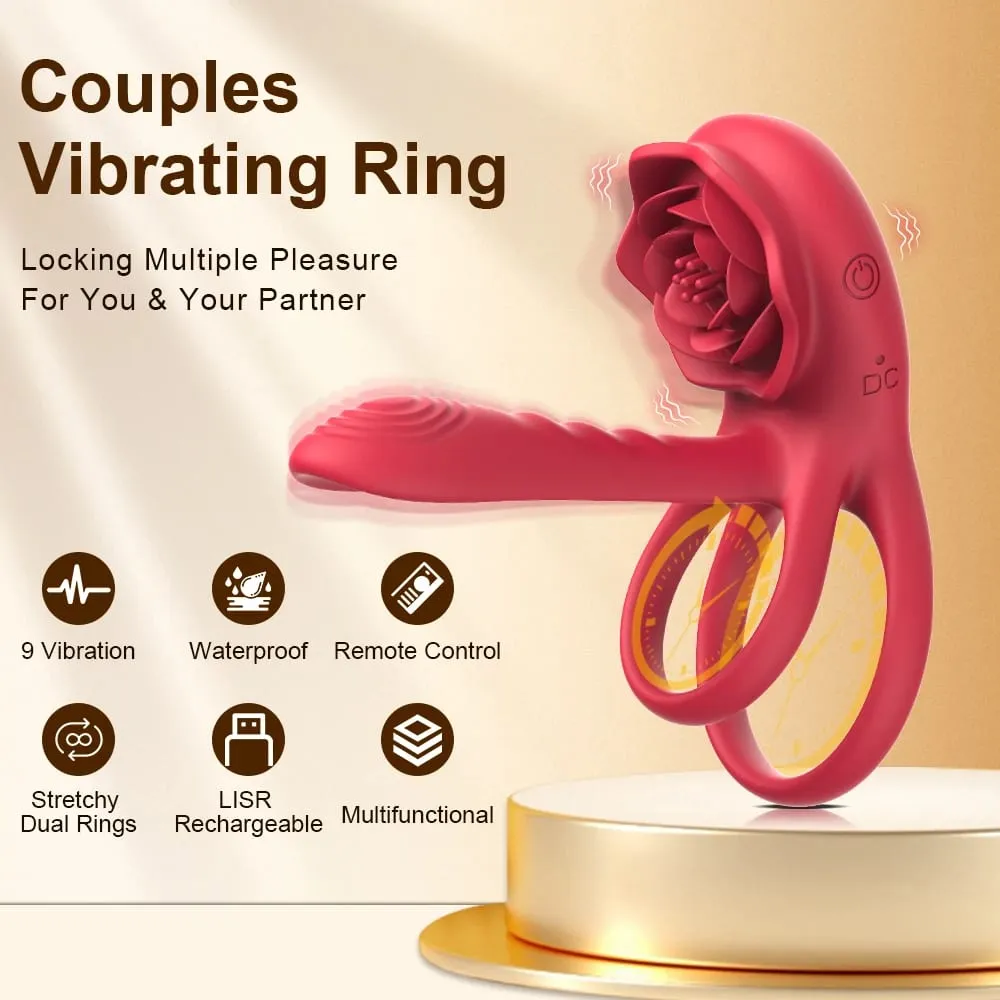 Rose Penis Cock Ring Vibrátor Erőteljes péniszhüvely-stimulátor Késleltetett magömlés G-pont Clitoralis masszírozó szexjáték 18 év feletti pároknak