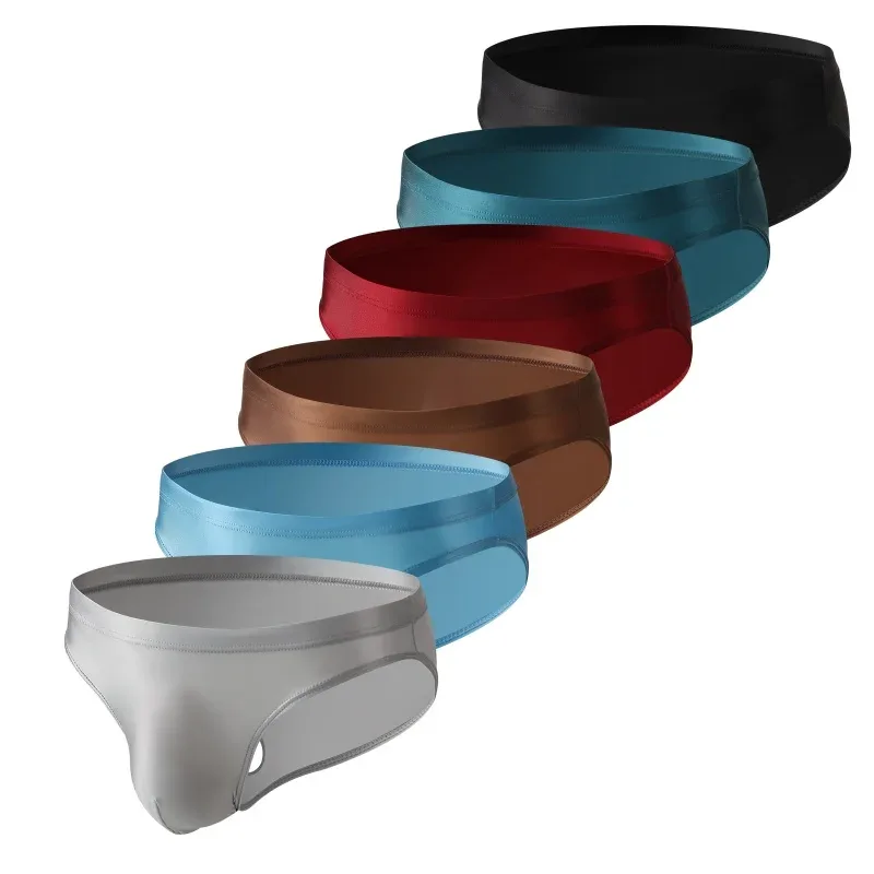 Men Solid Briefs Underwear Man Sexy Glossy Underpants Cuecas Calzoncillos Ropa Interior Hombre Slips Male Pouch Panties