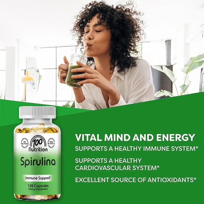 Organic Spirulina 2000 Mg Supplement - Tumutulong sa Detoxification Immune System Cardiovascular Antioxidants B Vitamins