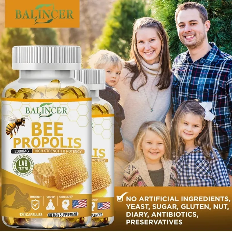 Natural Bee Propolis Capsules - Pinapaginhawa ang Pananakit at Paninigas ng Kasukasuan Nagtataguyod ng Kalusugan ng Buto para sa Immunity at Anti-oxidation