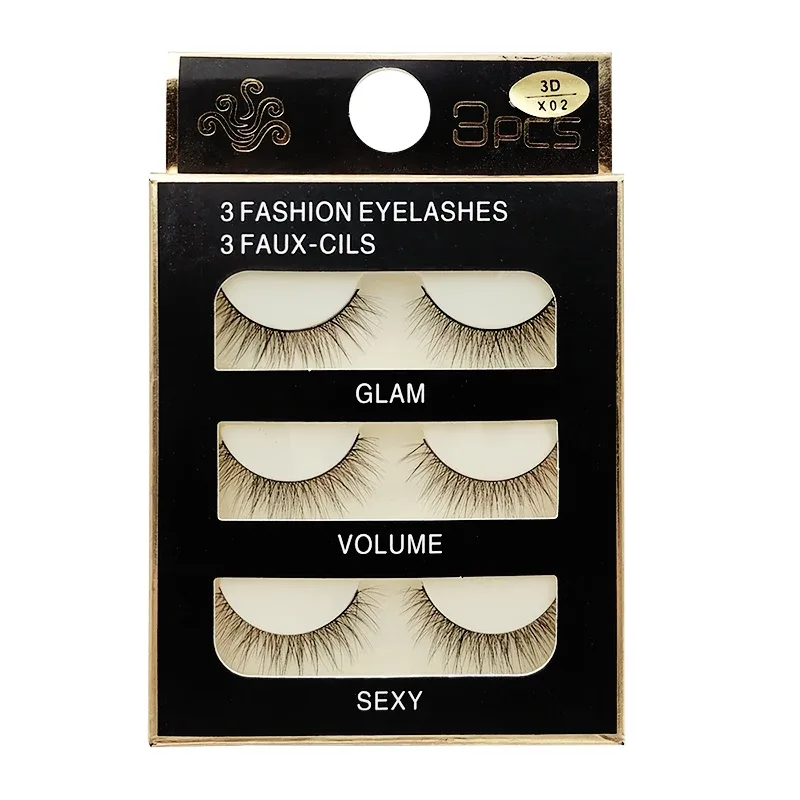 Faux Cils 3 Pairs Ψεύτικες Βλεφαρίδες Φυσικές μακριές 3D Βιζόν Βλεφαρίδες Απαλές Αφράτες Χειροποίητες Ψεύτικες Βλεφαρίδες Εργαλεία Μακιγιάζ Ματιών Maquiagem