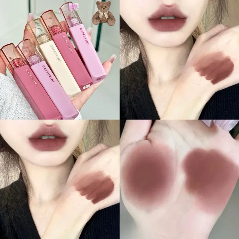 Cappuvini Matte Lip Gloss Χαμηλού κορεσμού Γκρι ροζ υγρό κραγιόν αδιάβροχο αντικολλητικό χωρίς ξεθώριασμα απόχρωση χειλιών Κορεατικά καλλυντικά μακιγιάζ