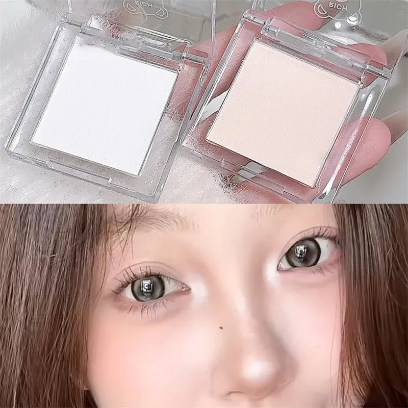 Matte Pure White Face Highlighter Palette Monochrome Pearly Jade Highlighter Eyeshadow Naturally Brightening Contouring Makeup