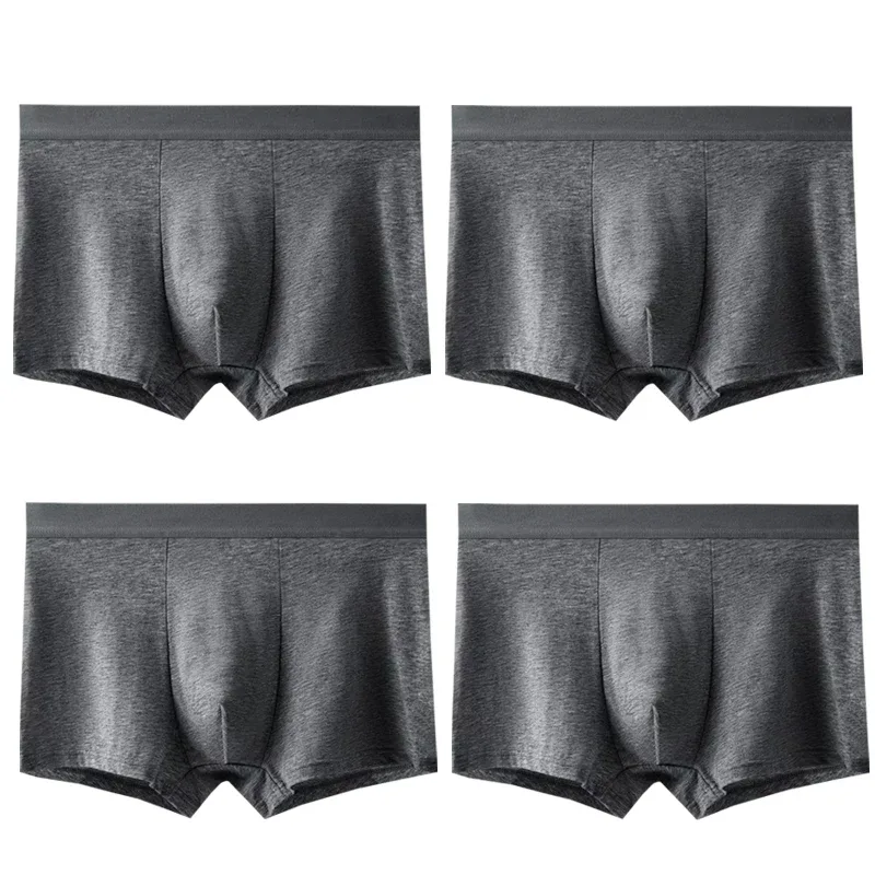 4pcs Cotton Men Boxer Shorts Male Underwear High Stretch Sexy Underpant Man Panties Plus Size L-4XL Mid Waist Breathable Brief