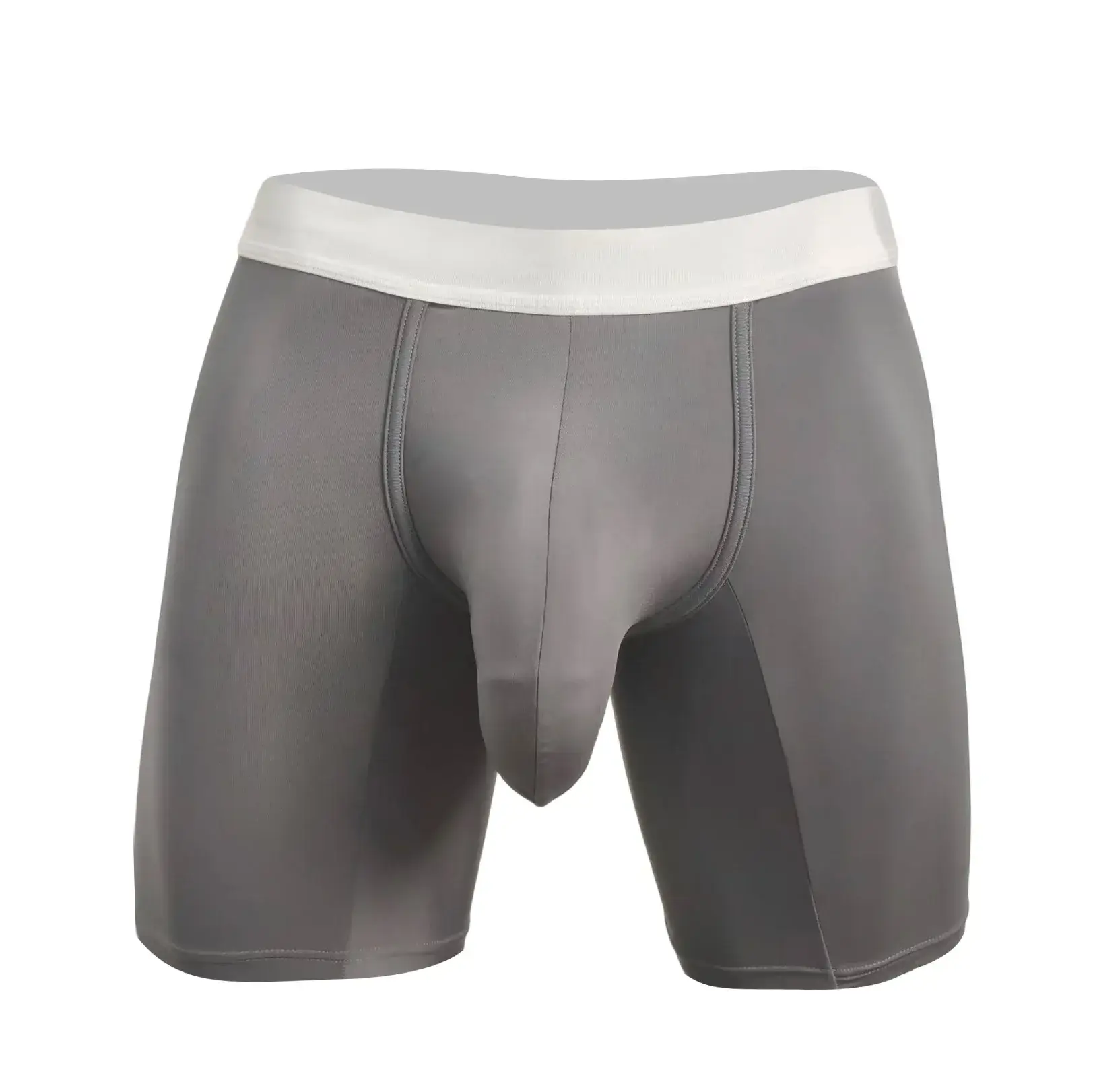 Men Ice Silk Boxer Briefs Deep U Convex Pouch Breathable Cool Quick Dry Sports Running Underwear Anti Chafe Seamless Underpants