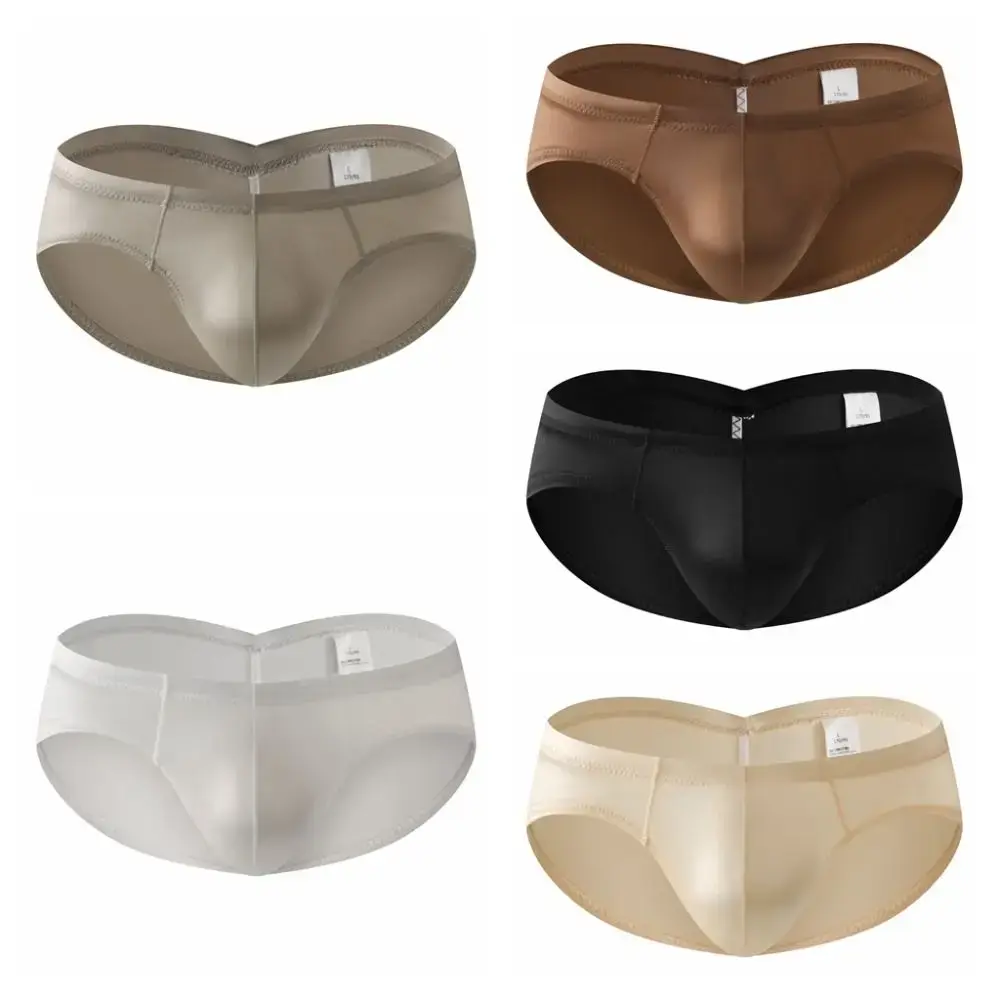Underpants Low Waist Male Underwear Ice Silk Glossy Shiny Satin Silk Briefs Bulge Pouch Lingerie Men's Triangle Panties Daily
