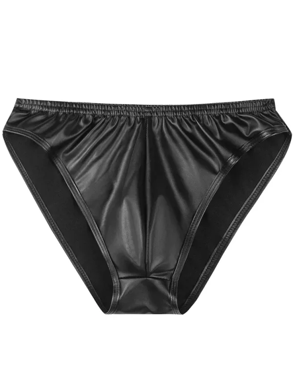 New PU Faux Leather Mens Bikini Briefs Trunks Slips Tights Hot Sexy Underwear Jockstrap Calzoncillos Ropa Panties Tanga Thong