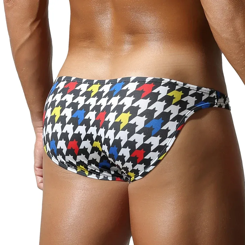 Men's Low-Waist Triangle Pants with Pouch Fashionable Bird's Eye Design Comfortable Underwear for Men