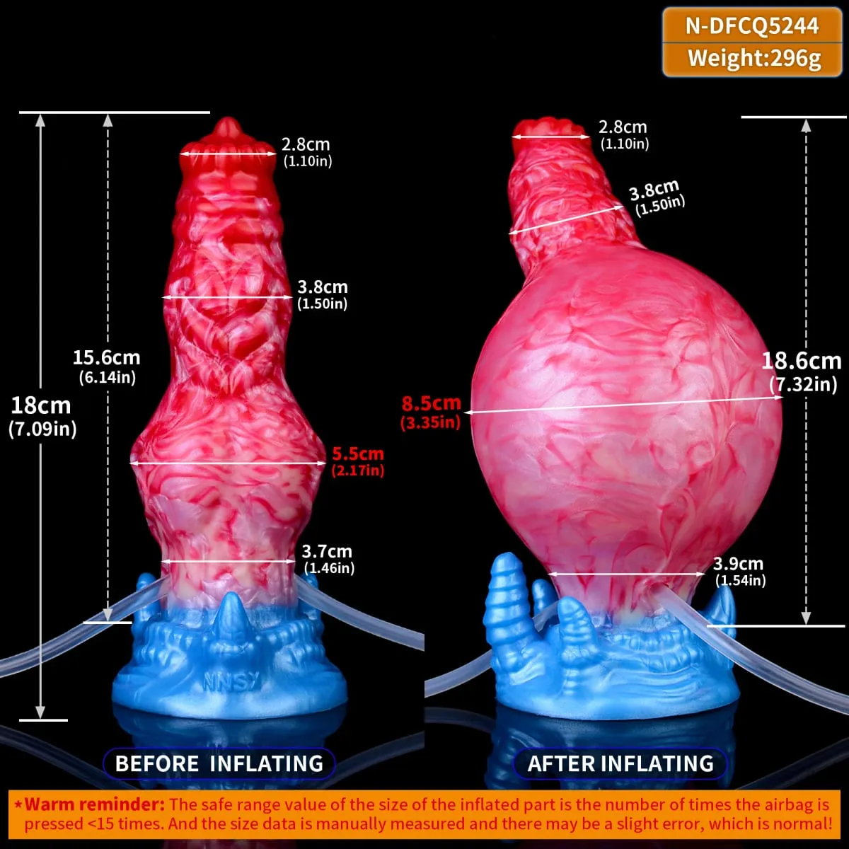 Huge Knot Squirting-Inflatable Dildo with Strong Sucker Silicone Inflat Anal Plug Trainer Beginner Sex Toys for Women Men