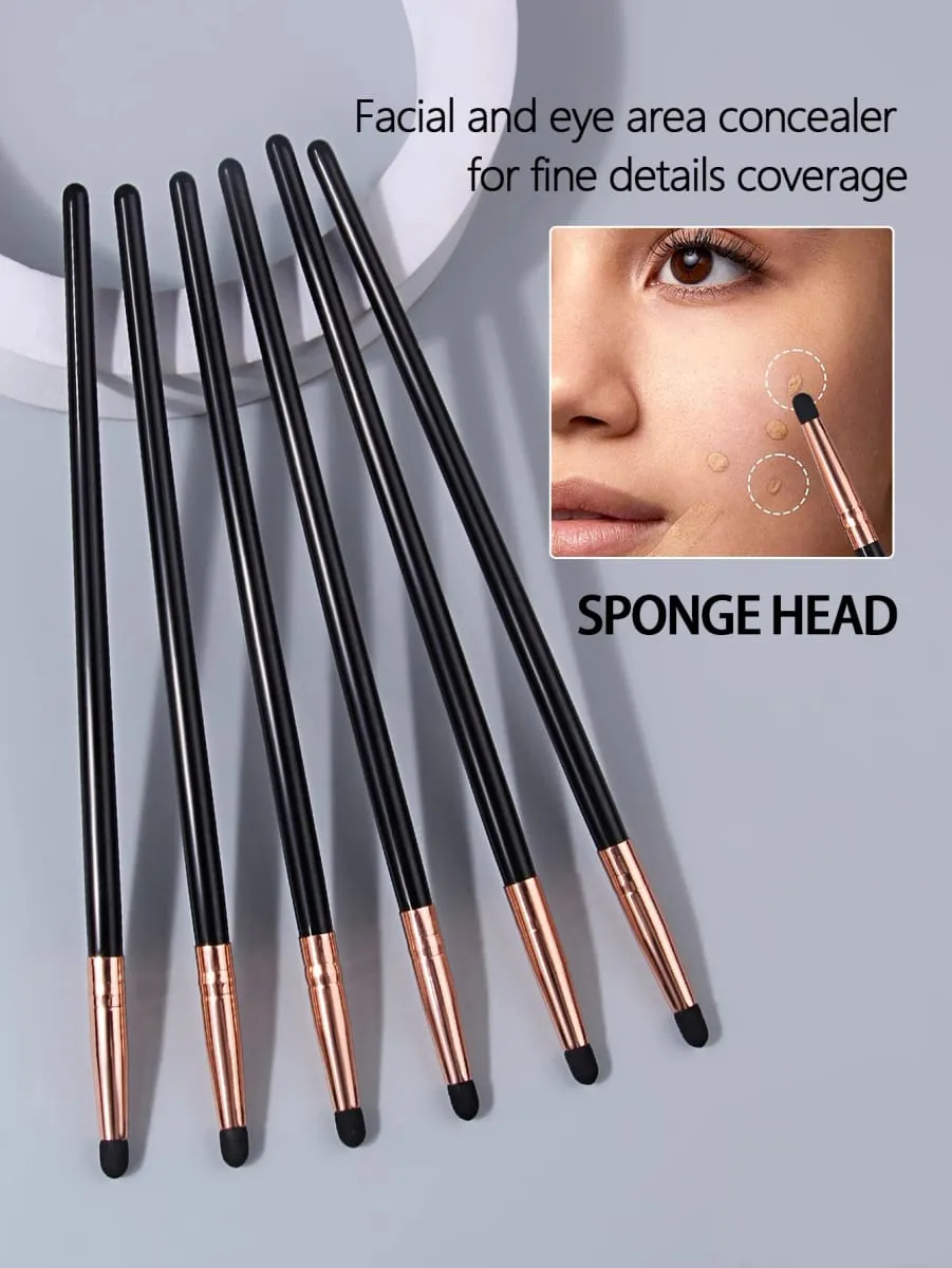 1Pc/6Pcs Sponge Makeup Brush Set Unisex Concealer/Eyeshadow/Tear Trough Brushes para sa Liquid at Cream na Makeup Ideal na Regalo sa Kosmetiko