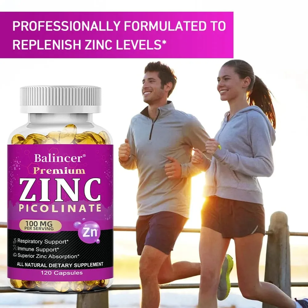 Zinc Picolinate 100 Mg - Superior Zinc Absorption Boosts Immune Support Sleep & Energy Supports Respiratory Health