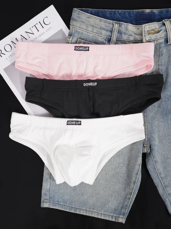Men's Soft Solid Bikini Briefs, Elastic Wide Waistband 3D Support Pouch, Skin-Friendly Breathable Daily Casual Underwear
