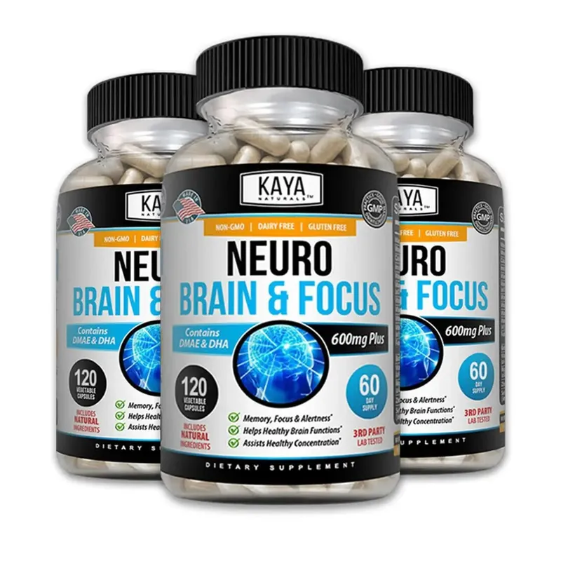 Nootropic Brain Booster Capsules - Vitamins Memory Concentration Clarity & Cognitive Performance Support Stress Relief