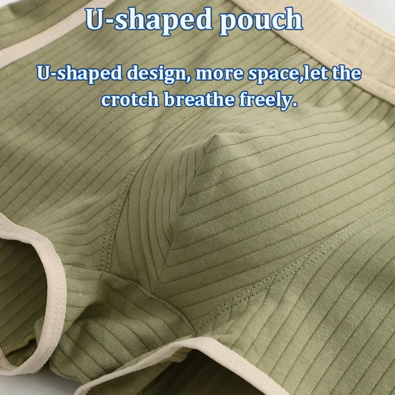 5PCS/Pack Fashion Dopamine 100% Cotton Solid Striped Men's Underpants Breathable Mesh Pouch Panties High Elastic Men Underwear