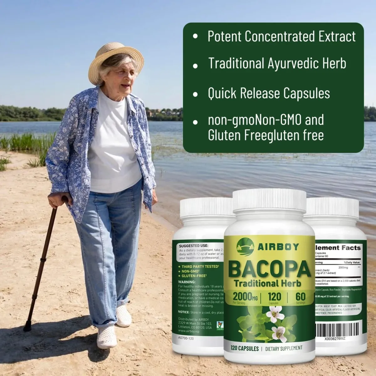 Bacopa Monnieri Extract - Helps Clear Thinking and Improves Memory Delay Skin AgingSupplements