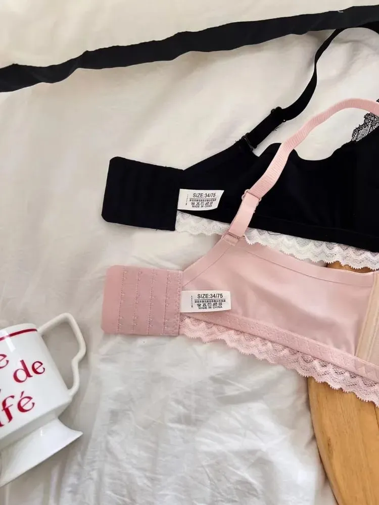 ​Japán anime csipke melltartó szett Push Up vezeték nélküli bralette kis mell, varrat nélküli szexi háromszög kupa fehérnemű szett tavaszi nyár MOYISU