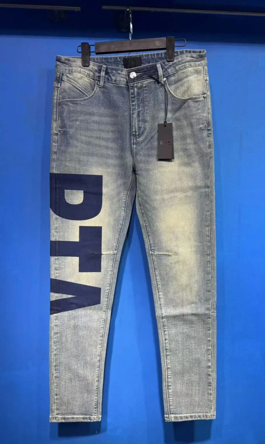Νέο RTA Destroyed Scratch Hole Light Blue Distressed Jeans Ανδρικά High Street Elastic Slim Fit jeans 2026 Μάρκα παντελόνι Streetwear
