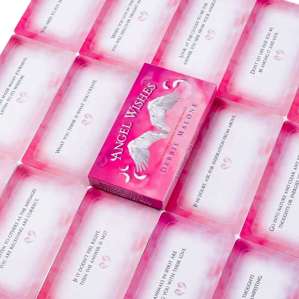 Angel Wishes Oracle Cards 40-Piece Deck English Visions Divination Επιτραπέζιο παιχνίδι για οικογένεια και φίλους 11,1x6,1 cm