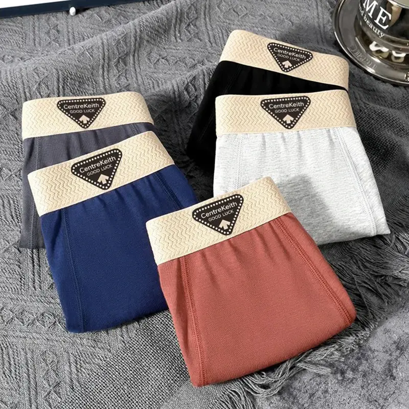 5pcs Pack Men Panties Cotton Underwear High Stretch Boxer Shorts Fashionable Sexy Men Underpant Plus Size L-4XL Breathable Men