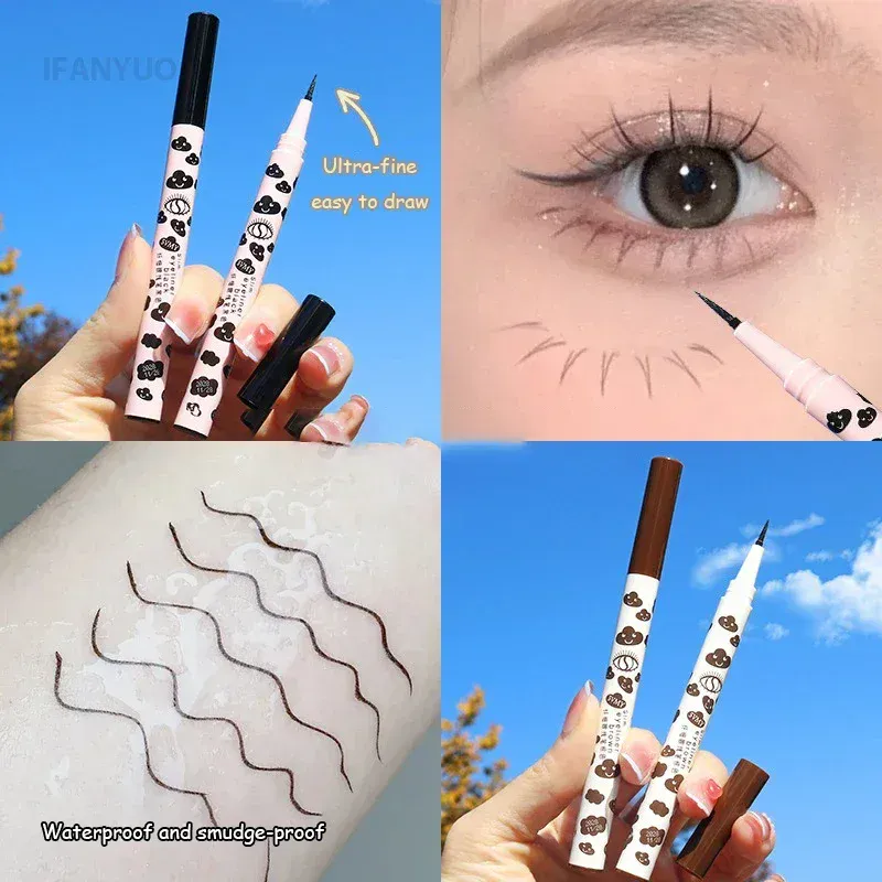 Pena Eyeliner Cair Matte Alami Ultra-tipis Pena Ulat Sutera Bulu Mata Bawah Cepat Kering Tahan Air Alat Rias Mata Halus Pigmen Tinggi