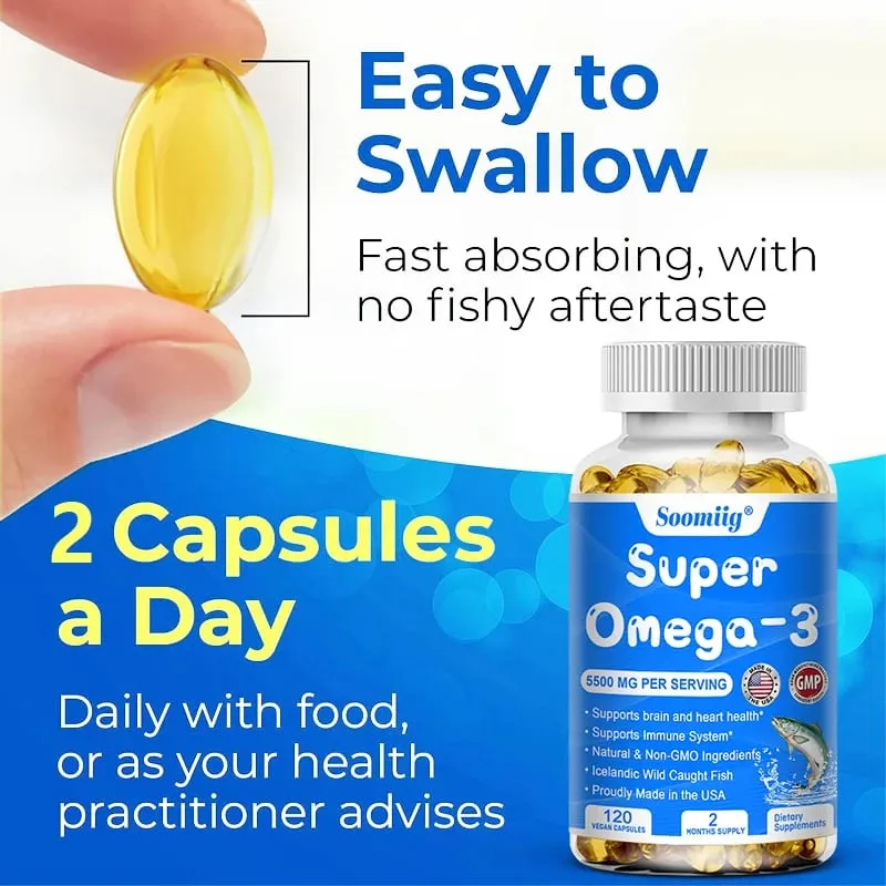 Triple Potency Capsules Omega-3 Fish Oil + DHA + EPA-Sinusuportahan ang Pinagsanib na Utak at Kalusugan ng Mata na Pinahuhusay ang Immune Function Antioxidant