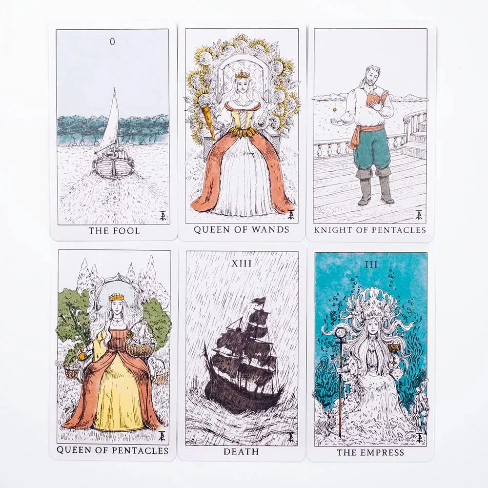 Ocean Themed Tempest Tarot Deck 78 Card Divination Set 10.4*6.1cm Beautifully Designed for Board Games and Tarot Reading